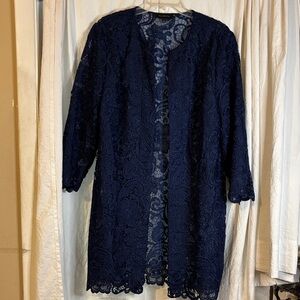 Talbots Navy Lace Floral Cardigan